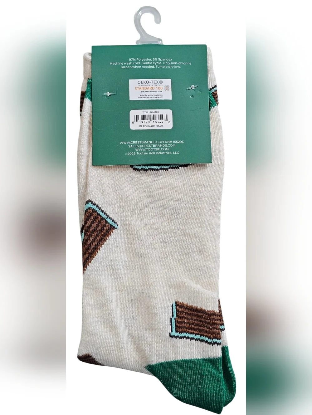 Andes & York Novelty Men's Crew Socks - White & Cream - Pack of 2